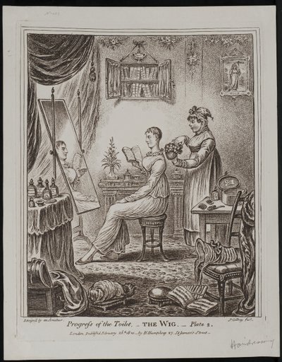 Progress of the Toilet – The Wig by James Gillray